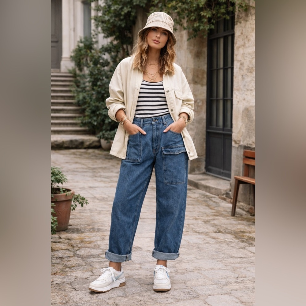 New! Girls Of Dust Guerilla Utility Vintage WWII Inspired Blue Jeans 👖 XS - Picture 2 of 9